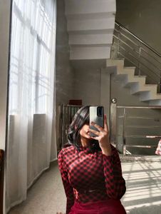 Red &amp; Black Checkered Dress
