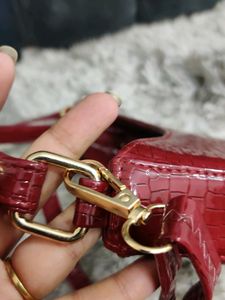 Maroon Hobo Bag With Detachable Sling