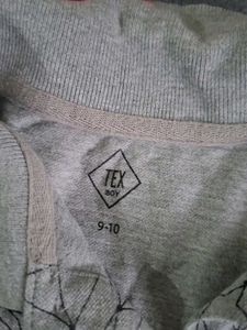Grey Geometric Print Polo T-Shirt