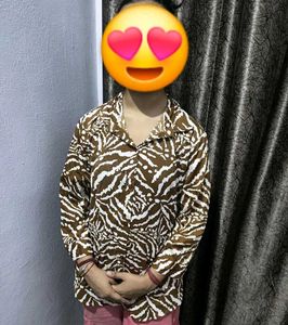 Stylish Brown & White Zebra Print Shirt