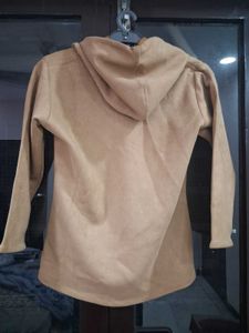 Beige Graphic Hoodie Top | Soft Winter Sweatshirt