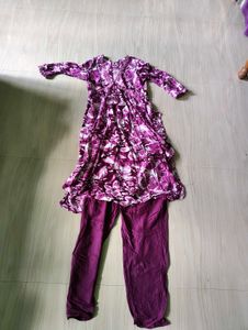 Purple Floral Print Kurti
