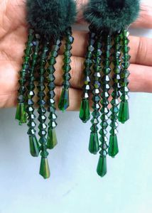 New Elegant Green Beaded Drop Earrings