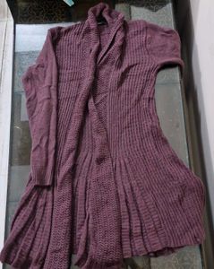 Stylish Purple Knit Cardigan