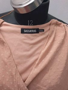 Chic Peach Textured Wrap Dress