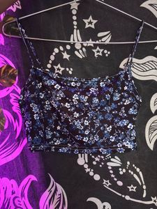 Blue Floral Crop Top