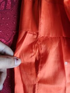 Orange Pattu Langa.with Paranda