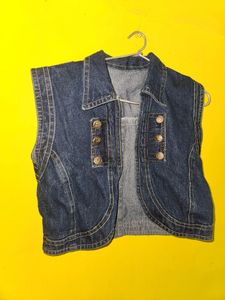 Dark Blue Half Denim Jacket