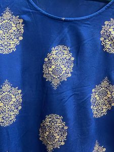 Elegant Navy Blue Kurta with Golden Print