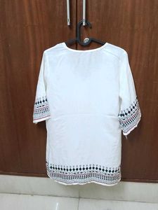 White Embroidered Kurti