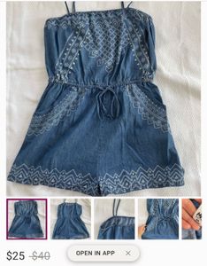 Blue Denim  Printed Romper
