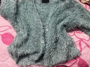 Cozy Blue Fuzzy Knit Cardigan