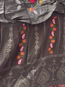Embroidered Grey shahara Set