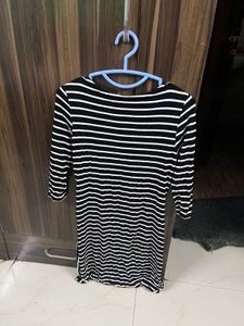 New Shoppers Stop Wardrobe Black Striped Mididress
