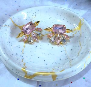 Glam Pink &amp; Crystal Stud Earrings