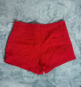 Y2K RED DENIM SHORT