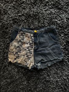 Denim Shorts with Lace Detail