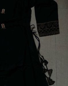 Elegant Black Kurta Set with Golden Print