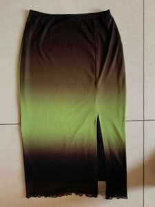 Gradient Black &amp; Green Maxi Skirt