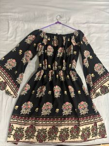 Bohemian Floral Off-Shoulder Dress