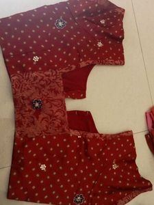 Red Ethnic Blouse with Bandhani Print