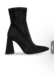 London Rag Sparkly Block Heel Sock Boots