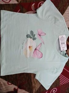 Cute Butterfly Print Cropped Tee