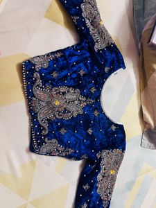 Royal Blue Velvet full handwork Blouse