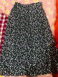 Black Floral Mini Skirt