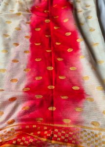 Vibrant Ethnic white red dupatta