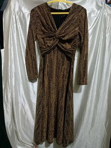 Sparkly Gold Long Sleeve Maxi Dress