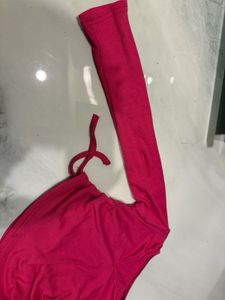 Hot Pink Cropped Long Sleeve Top