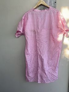 Pink Printed V-Neck Kurta