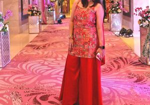 Orange Printed Kurta Set with Palazzo