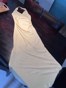 Sleek Yellow Halter Maxi Dress