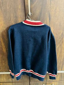 Cute Bear Embroidered Navy Sweater