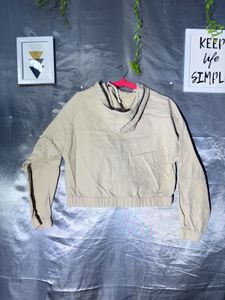 FOREVER 21 Beige Hooded Zip-Up Jacket