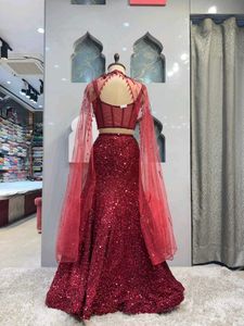 Stunning Red Sequin Lehenga Choli