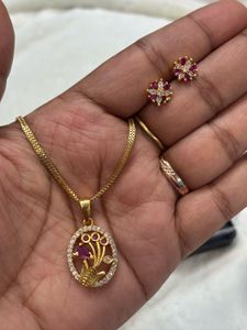 Elegant Gold Plated Pendant & Earring Set