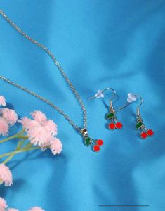 Shein Women Gold Cherry-Design Jewellery Set