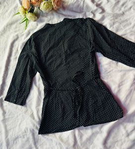 Chic Black Polka Dot Blouse