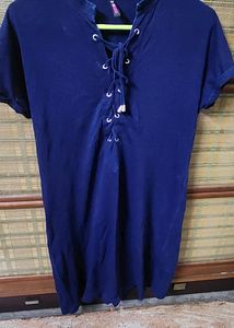 Blue Dress With Denium Look