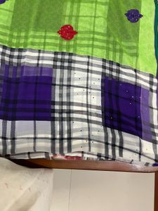 Vibrant Checkered Saree