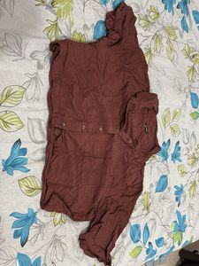Coffee Brown Collared Tunic Top