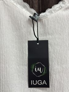 White Lace Trim Cinched Top