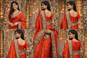 Elegant Orange Banarsi Silk Saree