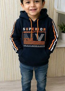 Boys Navy Hoodie "The City Never Sleeps"