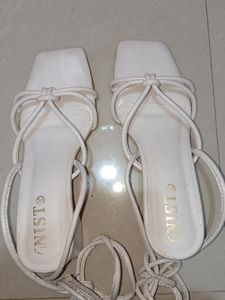 White Tie Up Block Heel