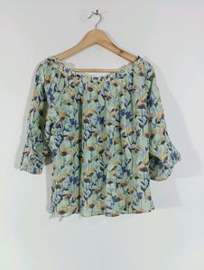 Fluorescent Green Printed Casual Top (Women)