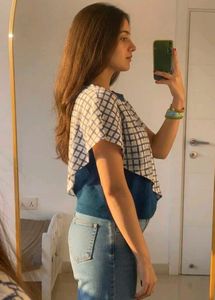 Stylish assymetrical Checked Top